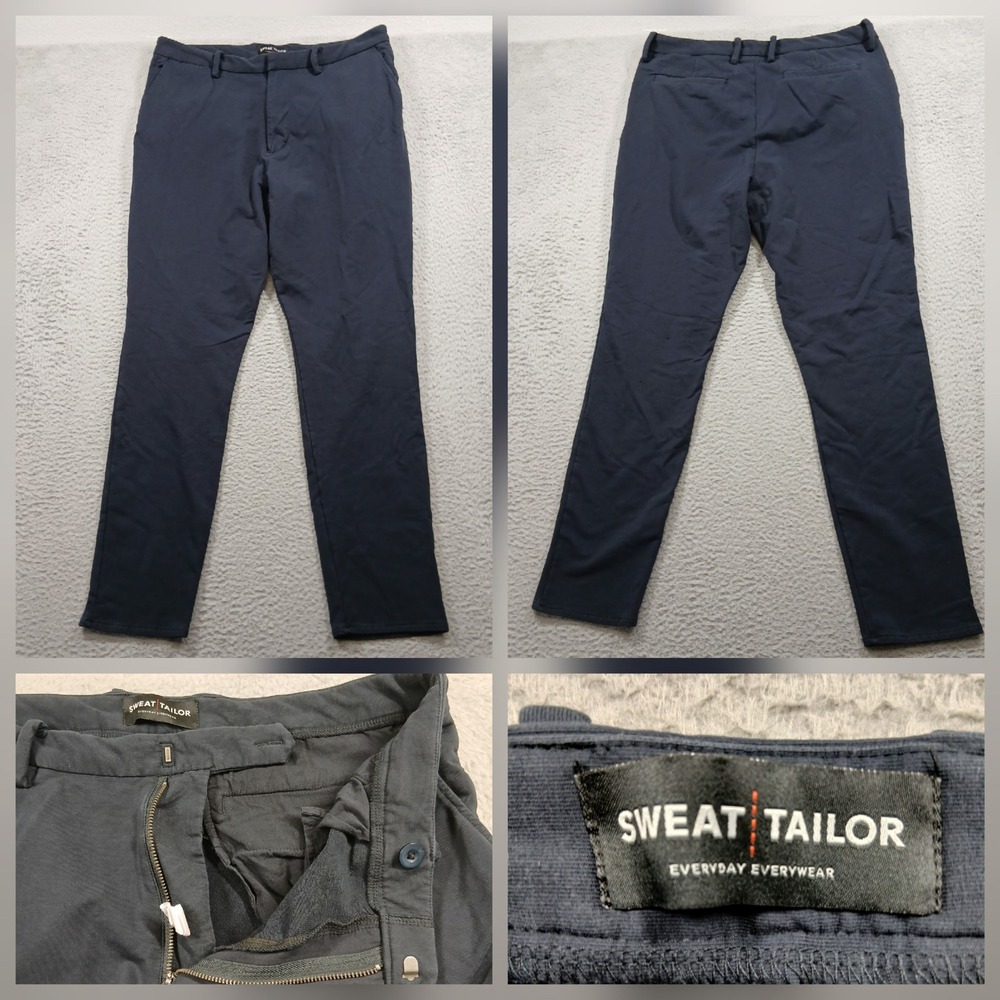 Sweat Tailor Everyday Everywear Pants Men's 36x32 Navy Blue Stretch Slim Chino